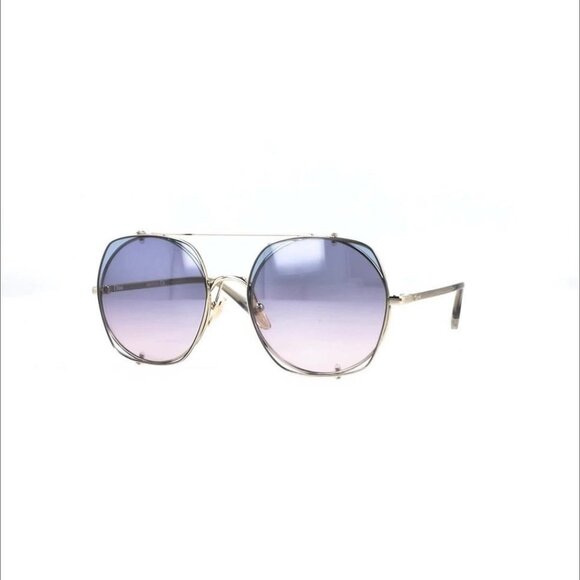 Chloé Womens Square/Rectangle Gold Grey Light Blue Fashion Designer Eyewear - Picture 1 of 5